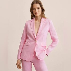 MANGO Pink Linen Blazer, size 8